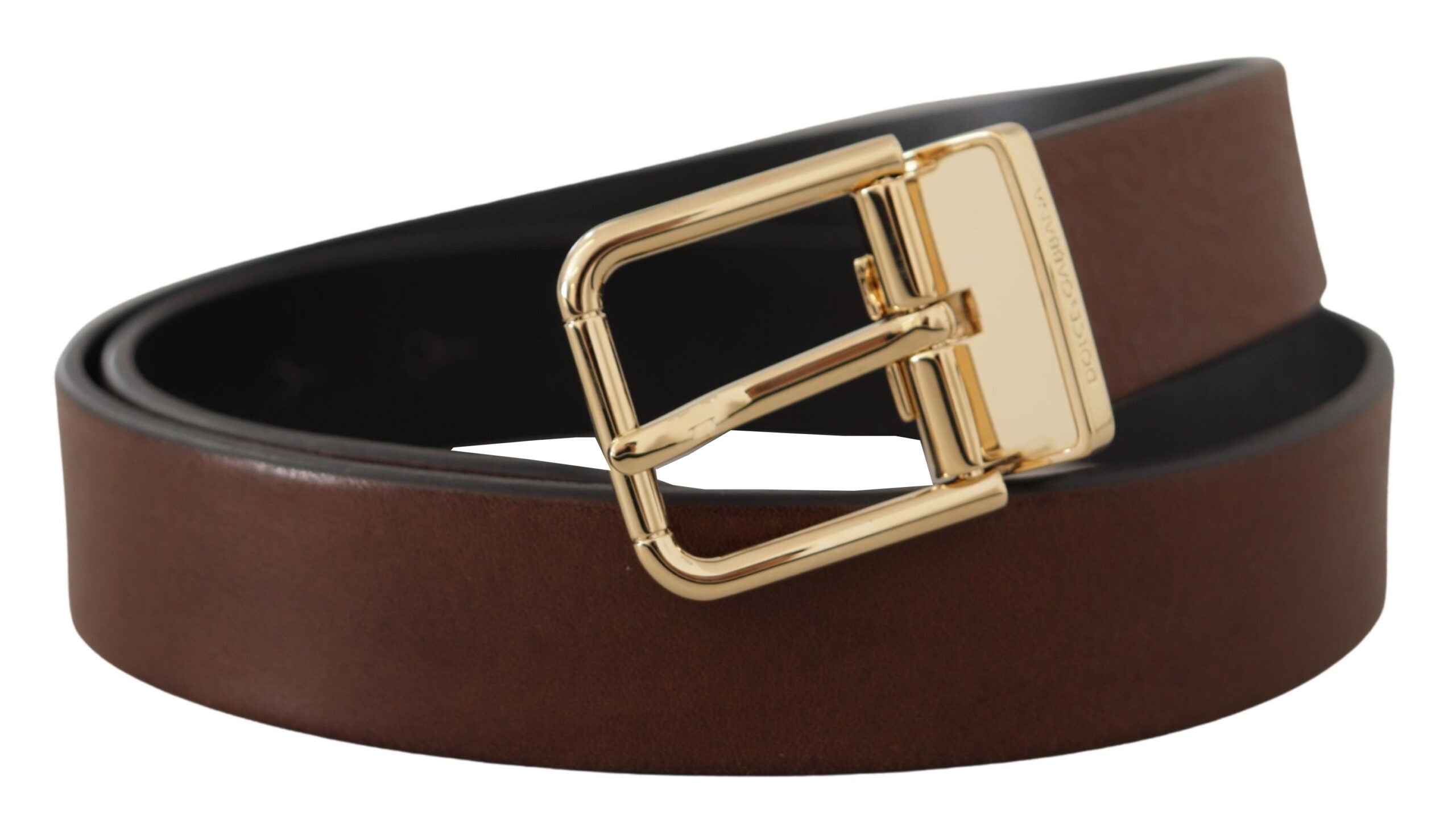 Brown Classic Leather Gold Tone Metal Buckle Belt - 90-cm-36-inches