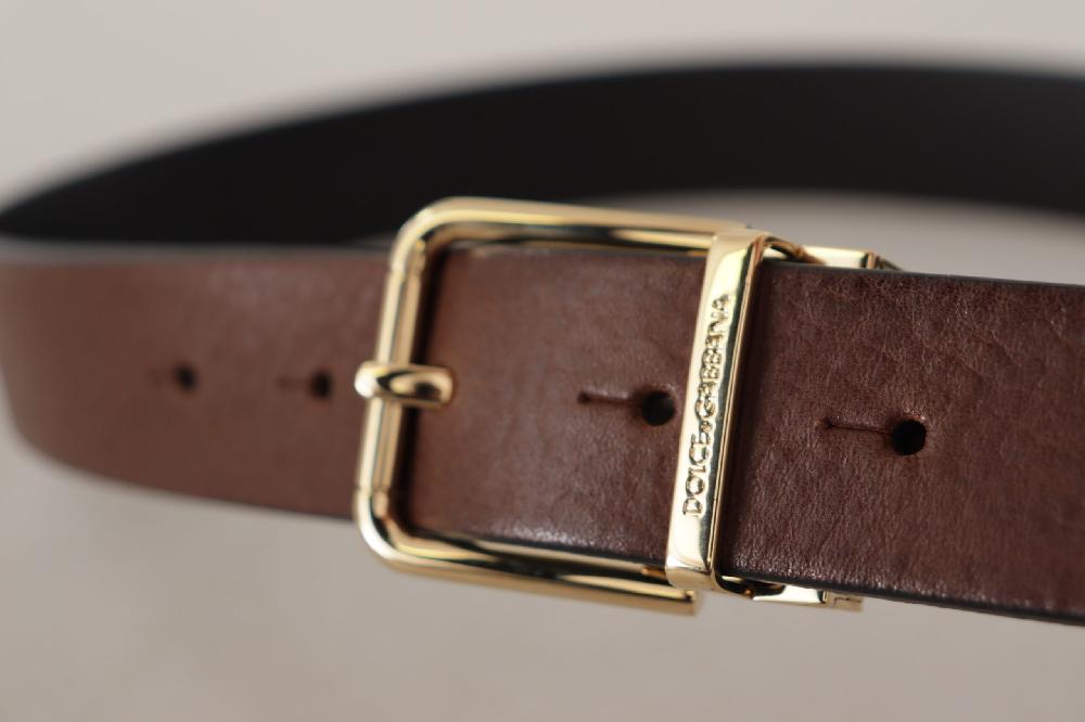 Brown Classic Leather Gold Tone Metal Buckle Belt - 90-cm-36-inches