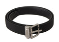 Black Canvas Leather Silver Metal Buckle Belt - 85-cm-34-inches