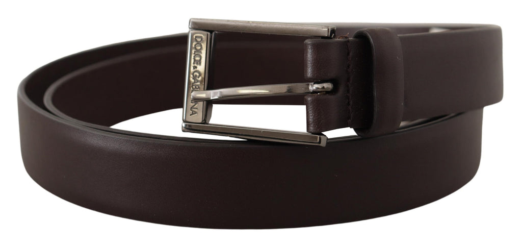 Brown Leather Silver Tone Metal Buckle Belt - 90-cm-36-inches