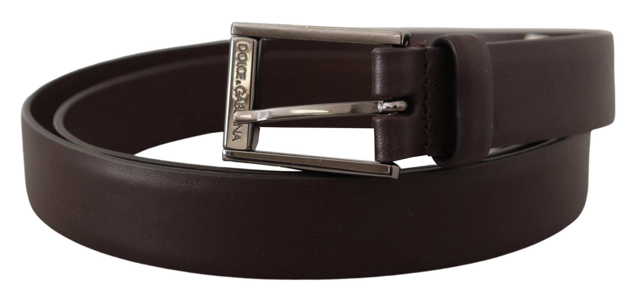 Brown Leather Silver Tone Metal Buckle Belt - 90-cm-36-inches