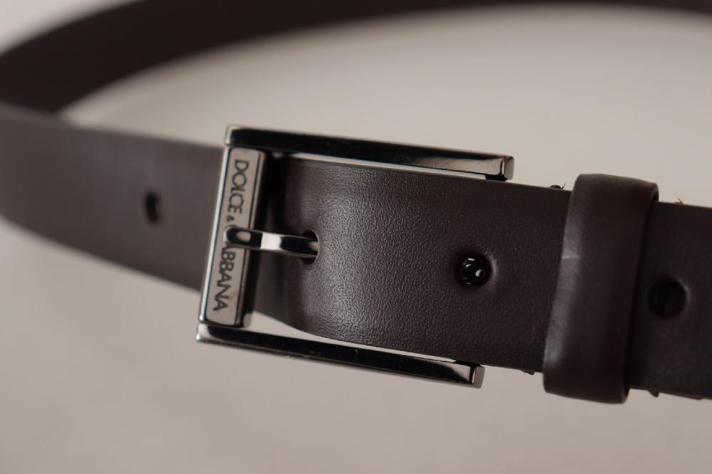 Brown Leather Silver Tone Metal Buckle Belt - 90-cm-36-inches