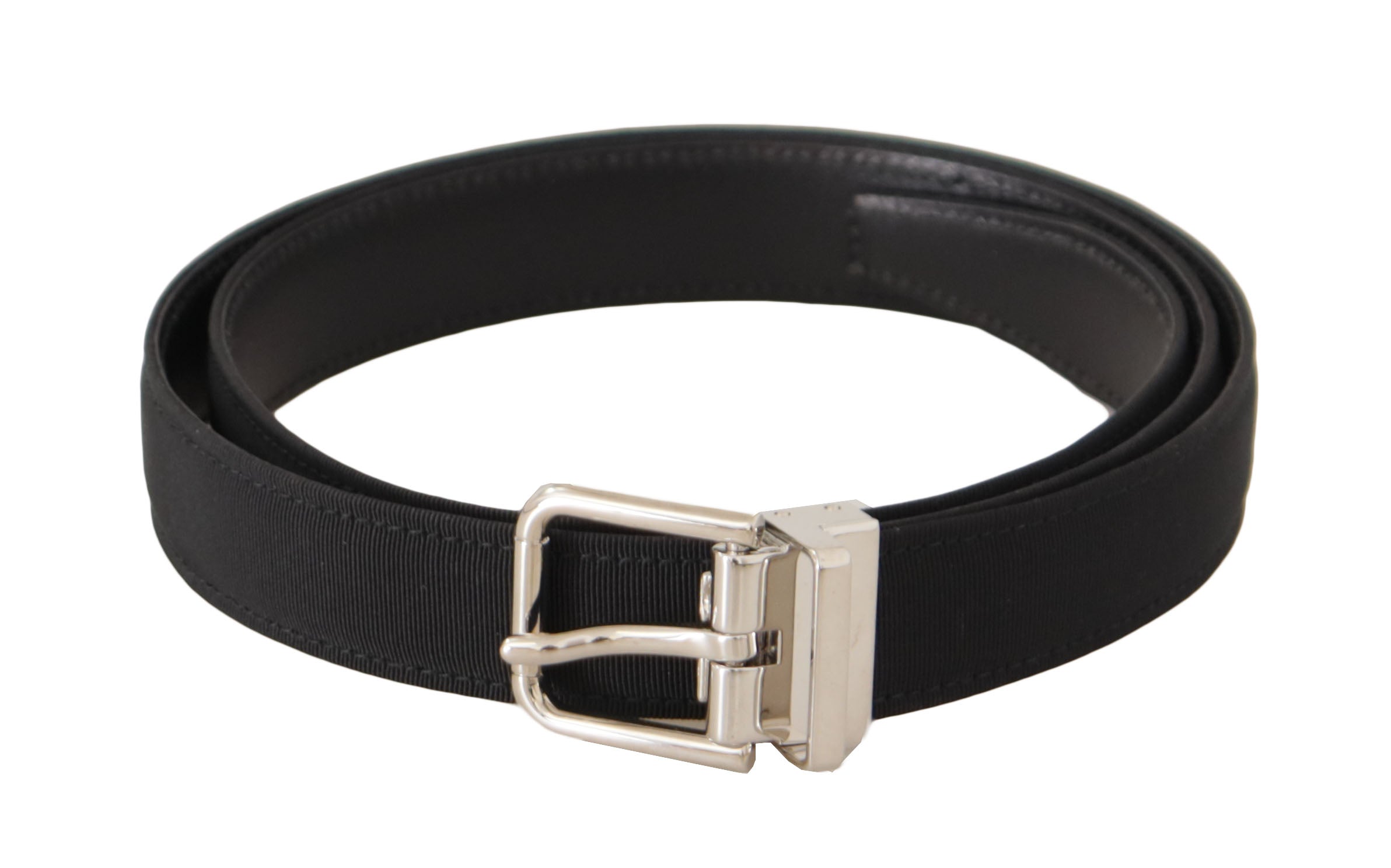 Black Canvas Silver Tone Metal Buckle Men Belt - 95-cm-38-inches