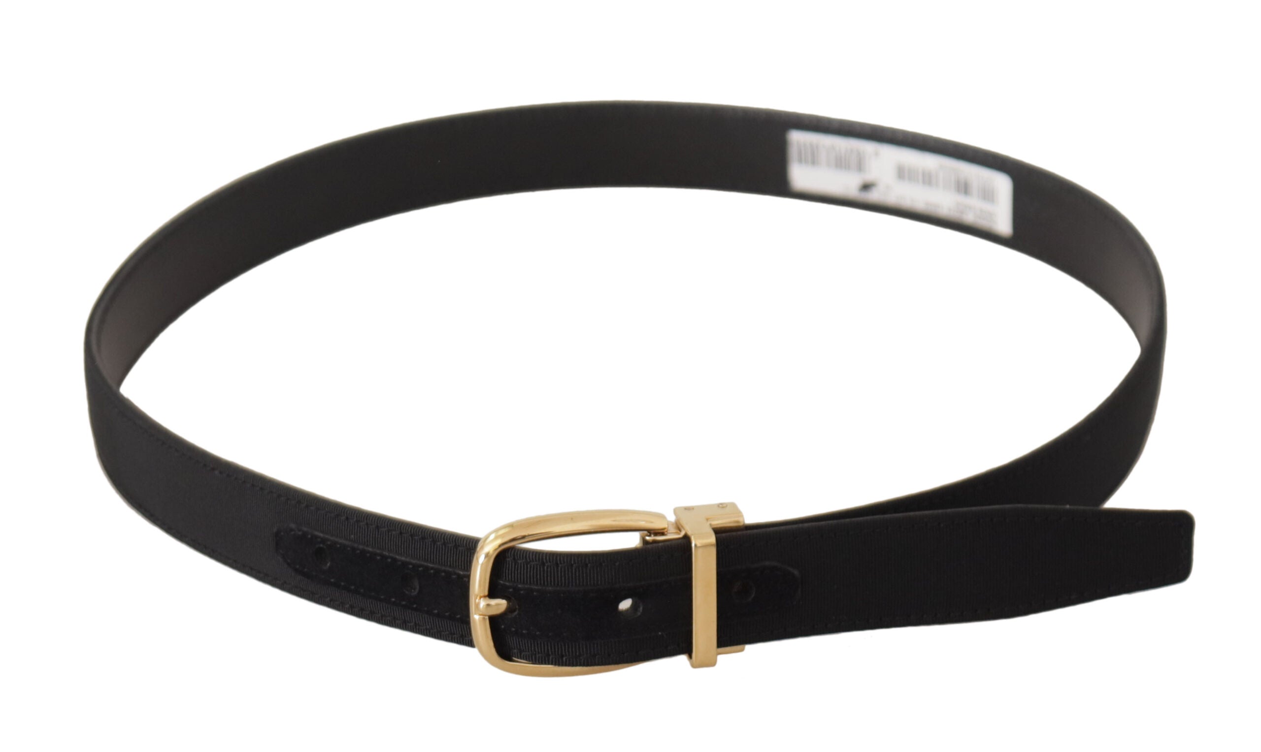 Black Canvas Leather Gold Metal Buckle Belt - 80-cm-32-inches