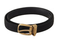 Black Grosgrain Canvas Gold Metal Buckle Belt - 95-cm-38-inches