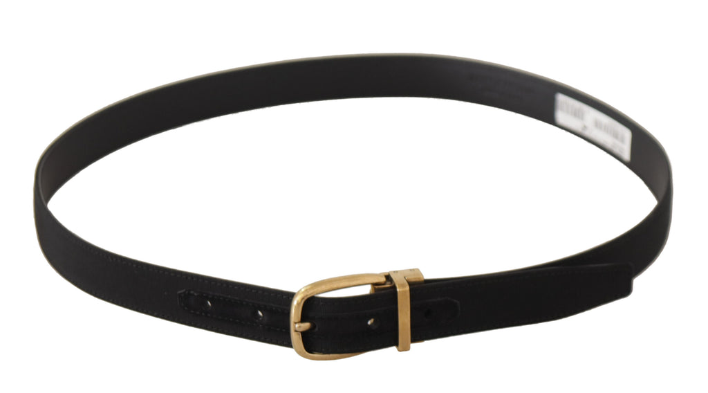 Black Grosgrain Canvas Gold Metal Buckle Belt - 95-cm-38-inches