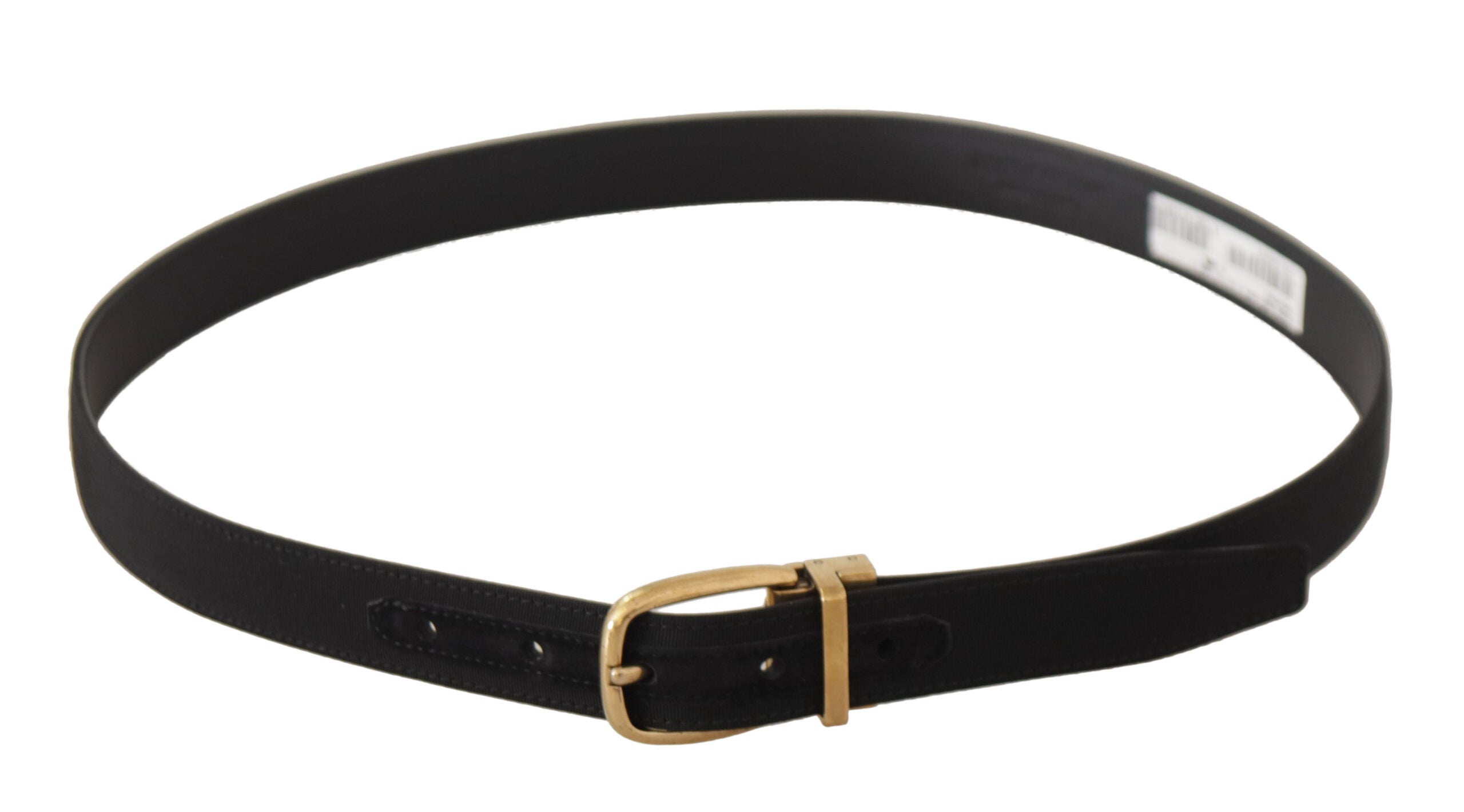 Black Grosgrain Canvas Gold Metal Buckle Belt - 95-cm-38-inches