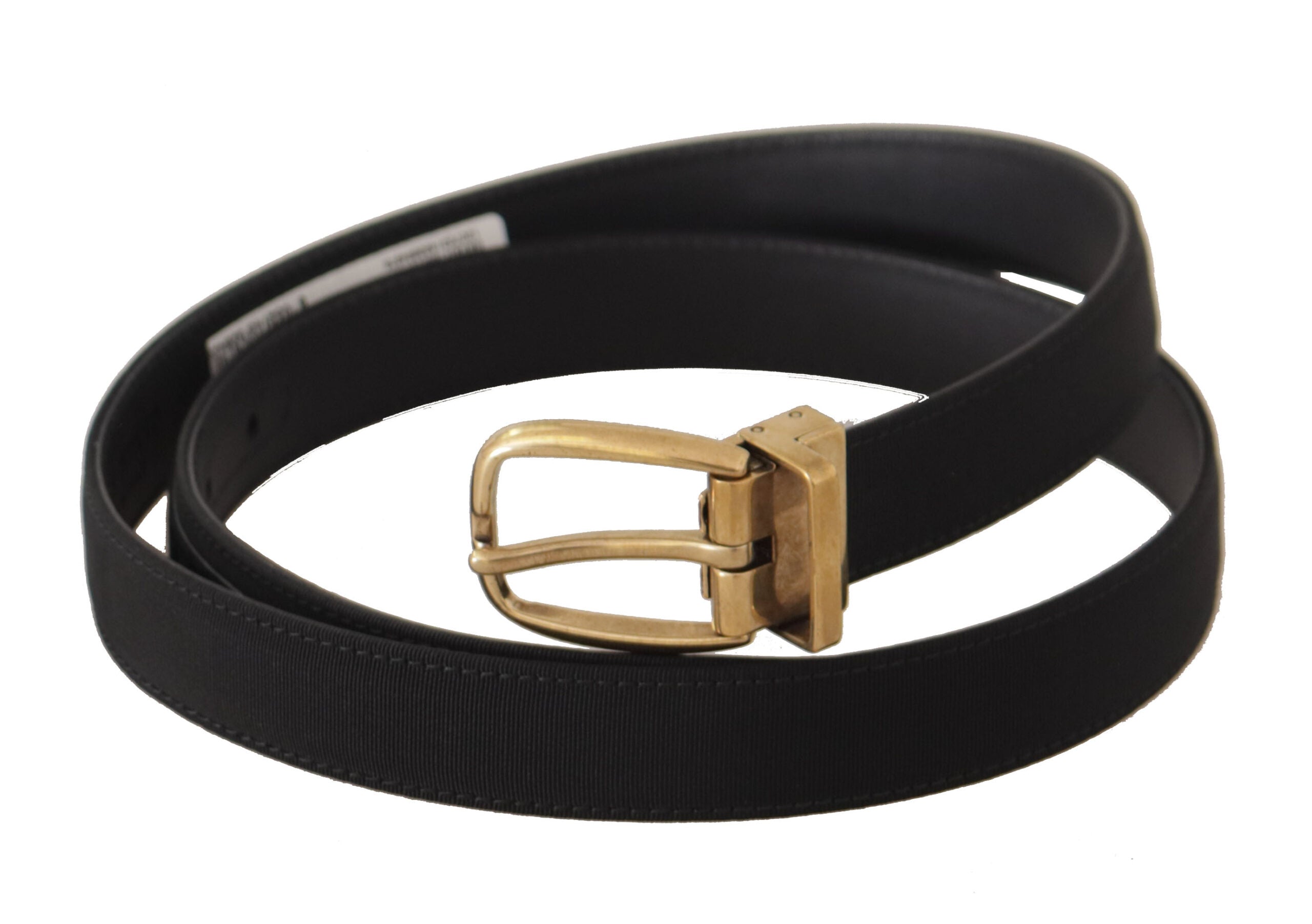 Black Grosgrain Canvas Gold Metal Buckle Belt - 95-cm-38-inches