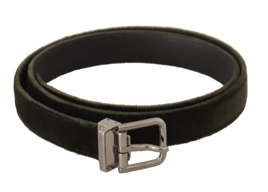 Green Velvet Silver Tone Metal Buckle Belt - 95-cm-38-inches