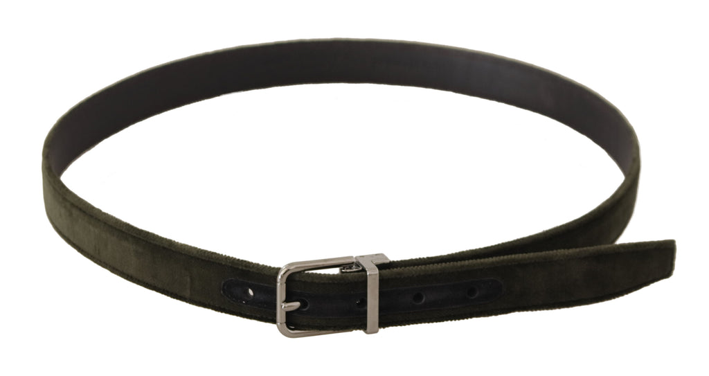 Green Velvet Silver Tone Metal Buckle Belt - 95-cm-38-inches