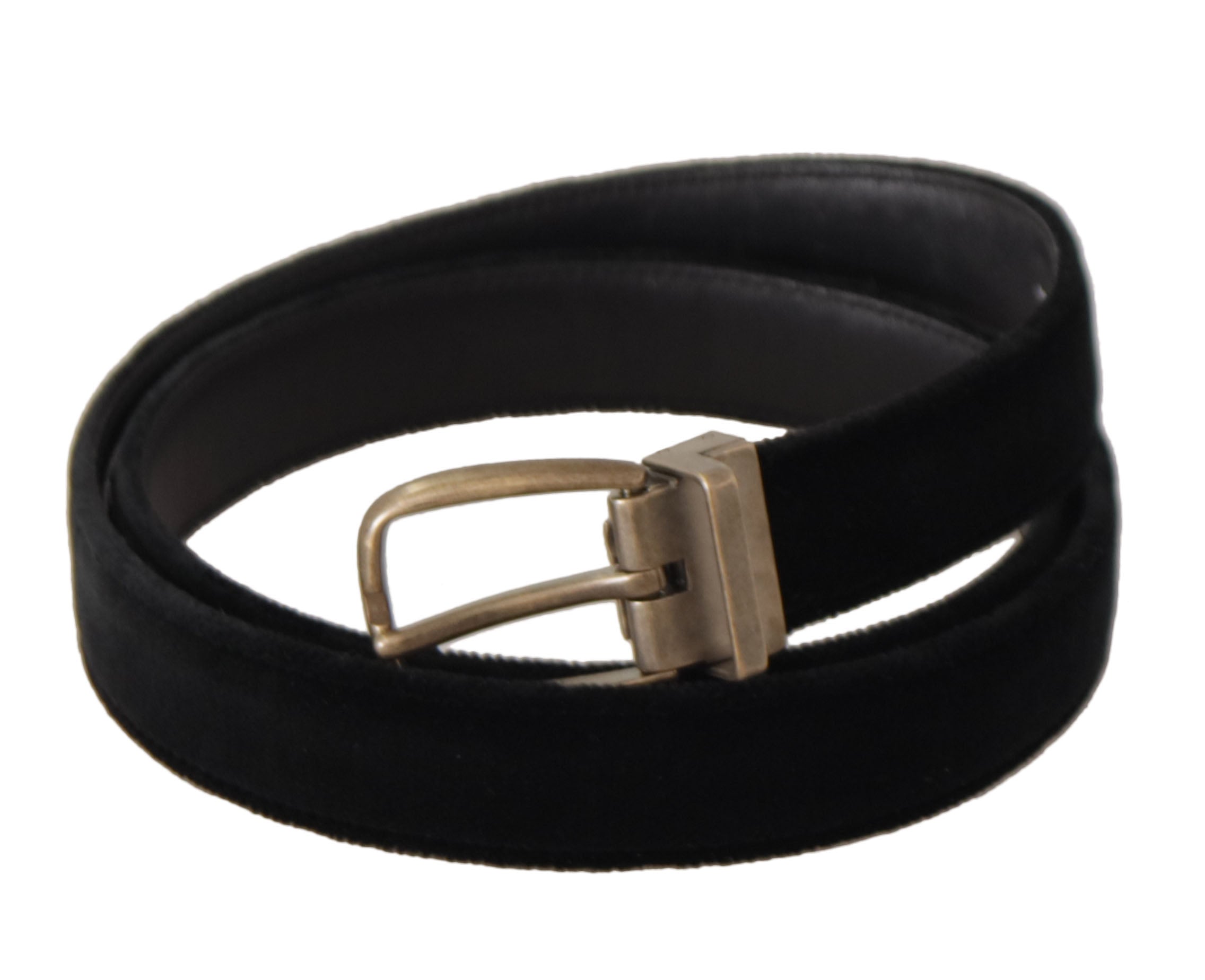 Black Alta Sartoria Velvet Gold Metal Buckle Belt - 95-cm-38-inches