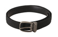 Black Suede Leather Silver Metal Buckle Belt - 95-cm-38-inches