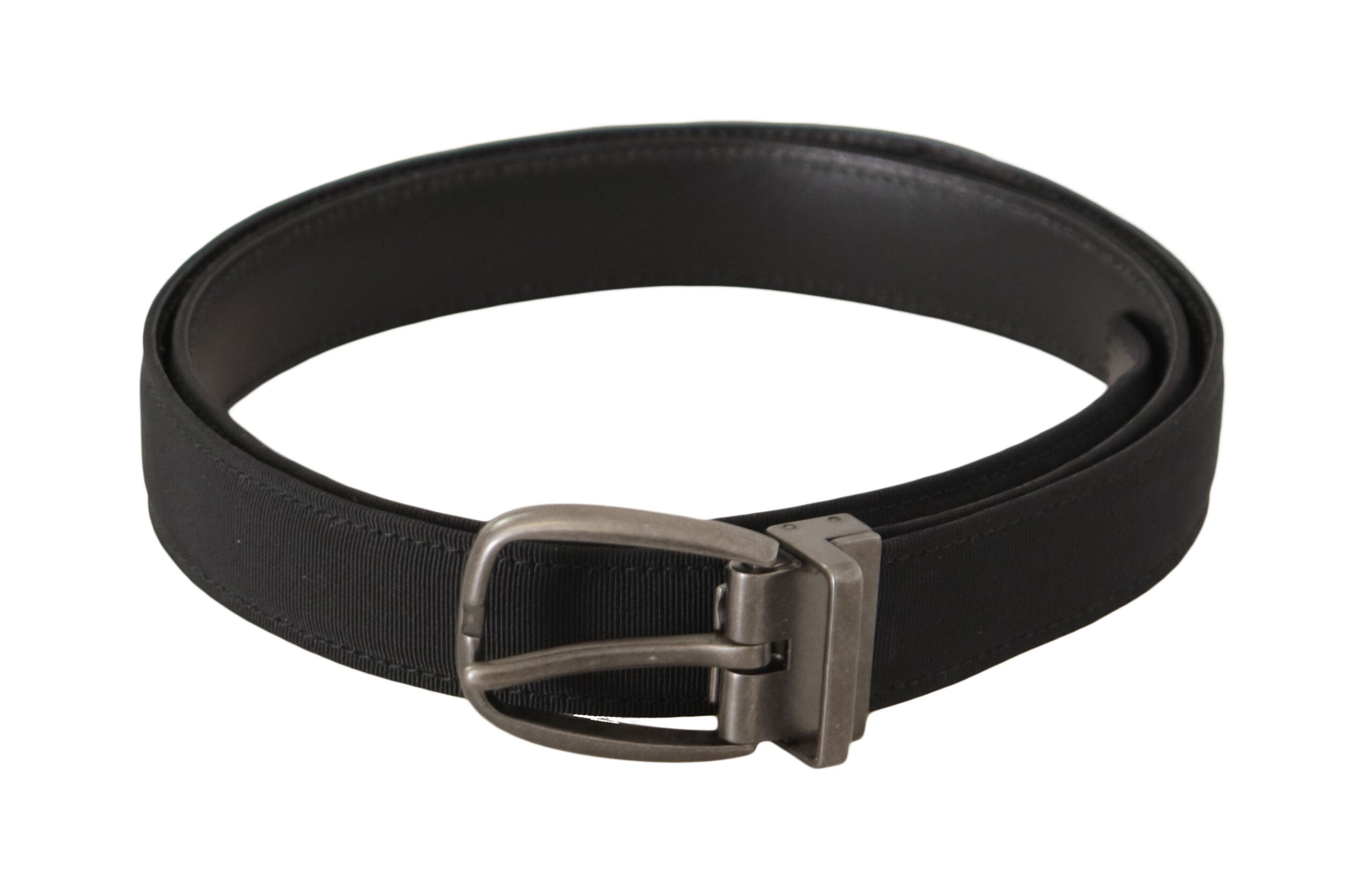 Black Suede Leather Silver Metal Buckle Belt - 95-cm-38-inches