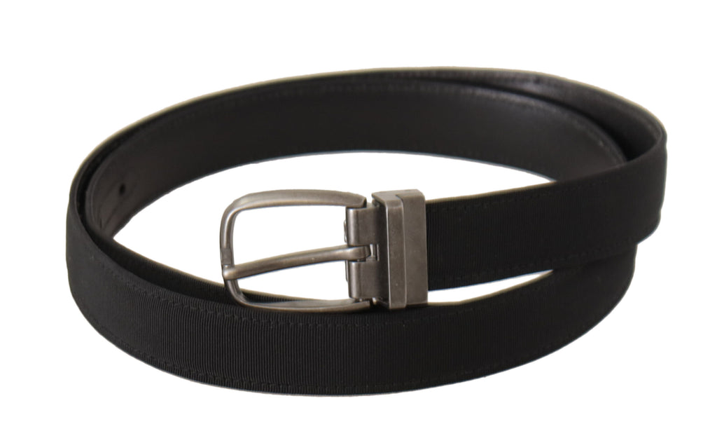Black Suede Leather Silver Metal Buckle Belt - 95-cm-38-inches