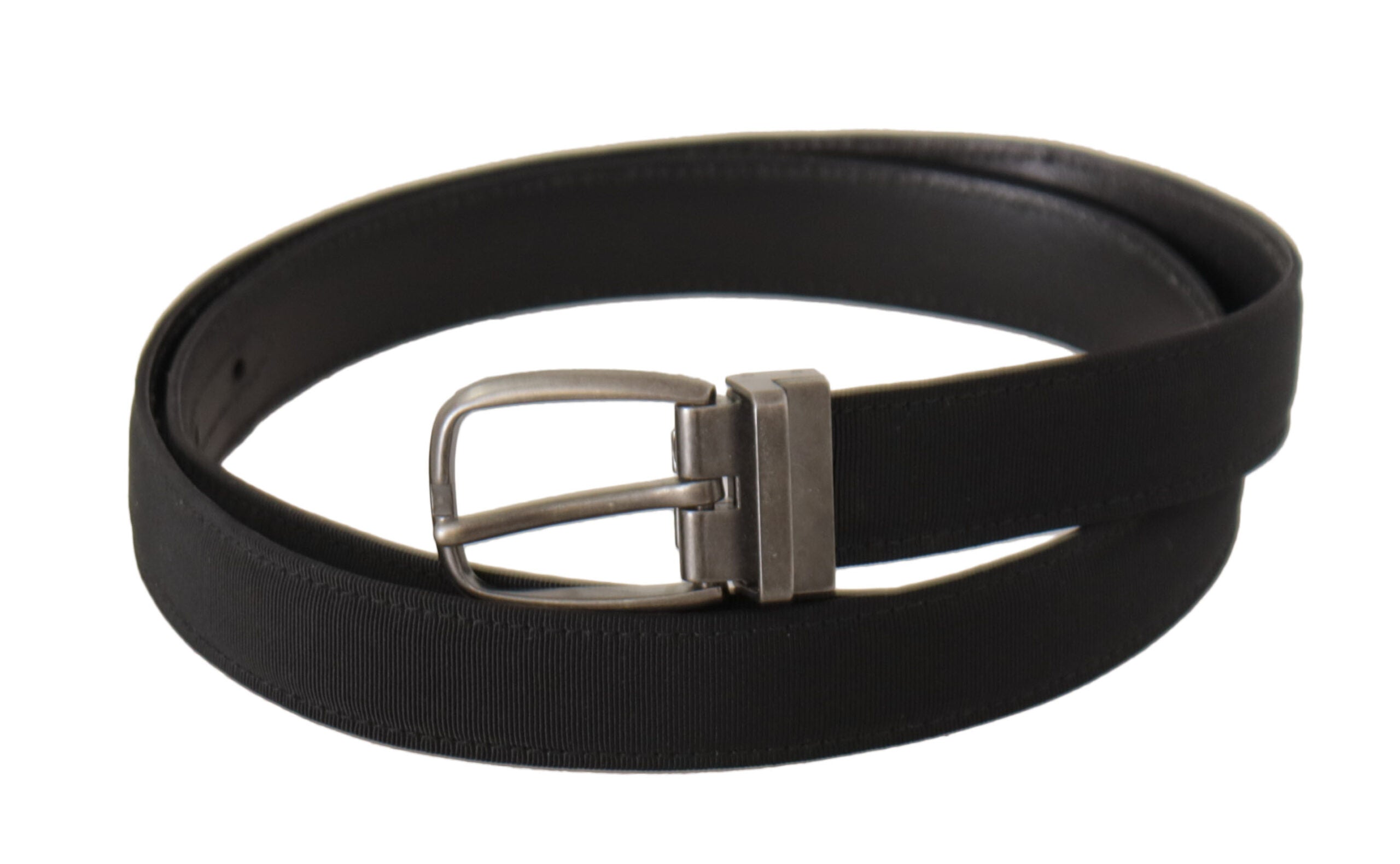 Black Suede Leather Silver Metal Buckle Belt - 95-cm-38-inches