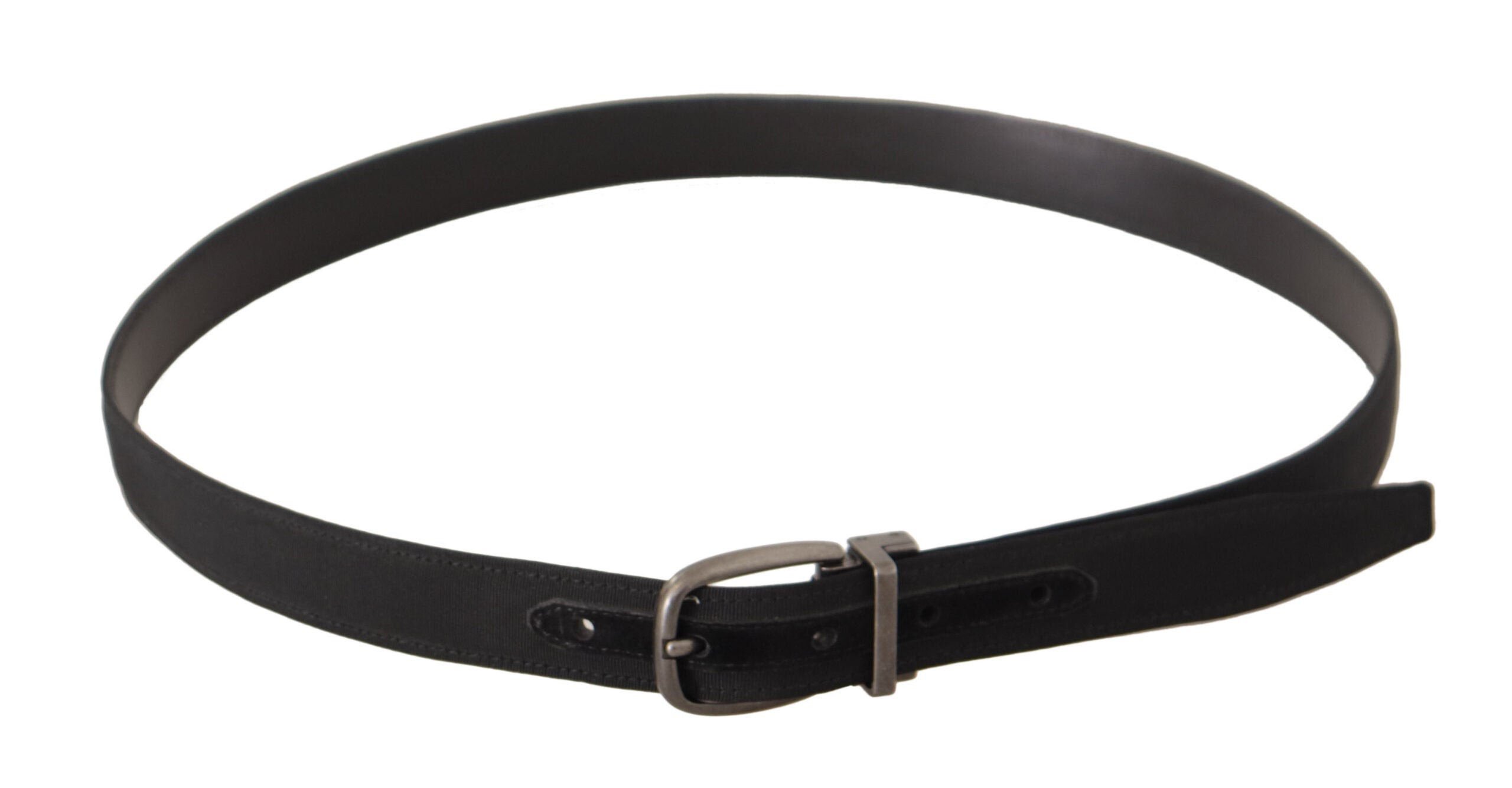 Black Suede Leather Silver Metal Buckle Belt - 95-cm-38-inches