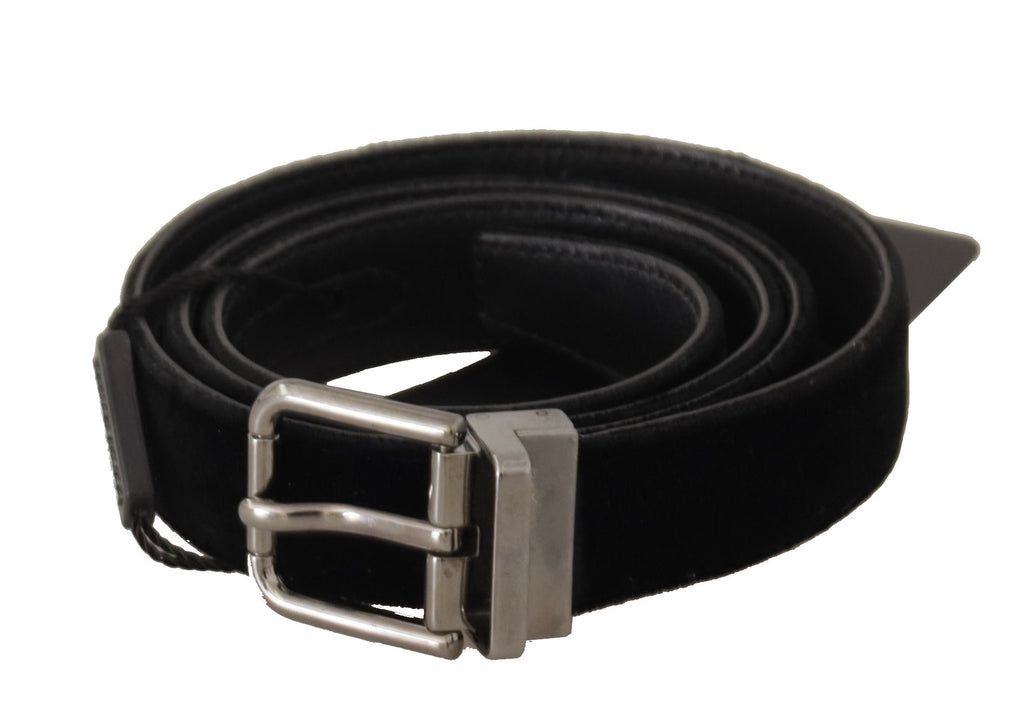 Black Cotton Silver Tone Metal Buckle Belt - 85-cm-34-inches