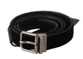 Black Cotton Silver Tone Metal Buckle Belt - 85-cm-34-inches