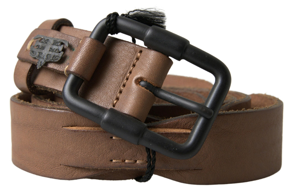Brown Leather Metal Buckle Waist Men Belt - 95-cm-38-inches