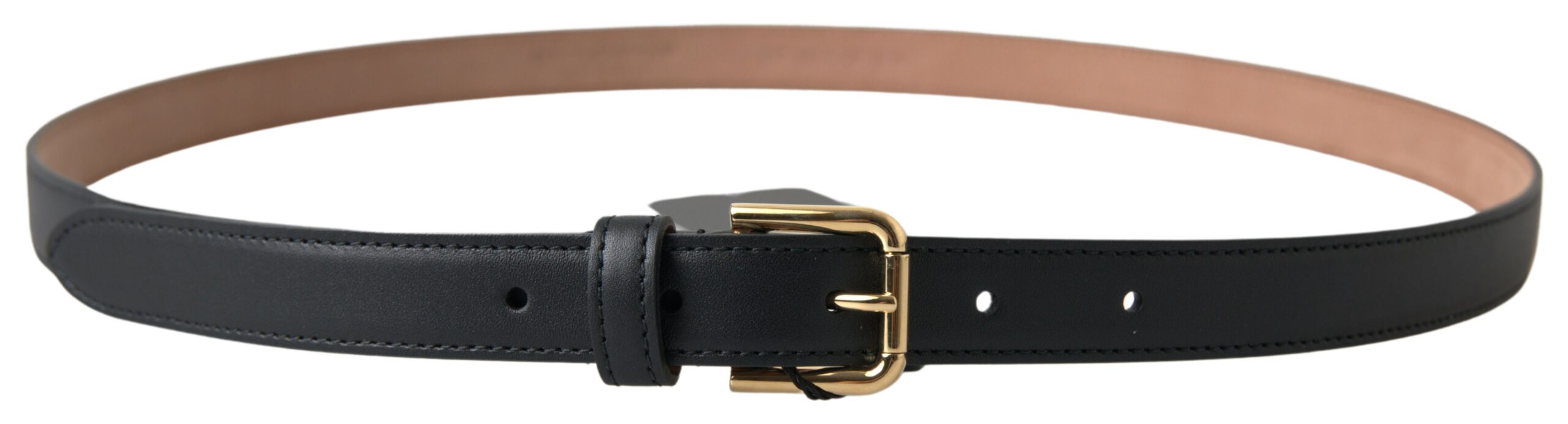 Black Leather Gold Tone Metal Buckle Belt - 100-cm-40-inches