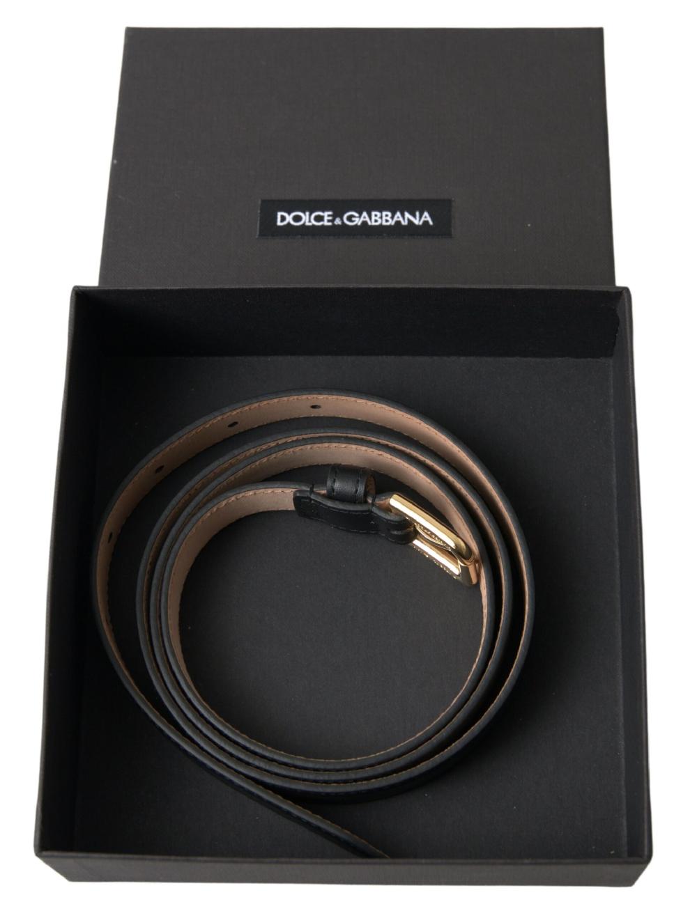 Black Leather Gold Tone Metal Buckle Belt - 100-cm-40-inches