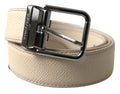Beige Leather Metal Buckle Men Cintura Belt - 85-cm-34-inches