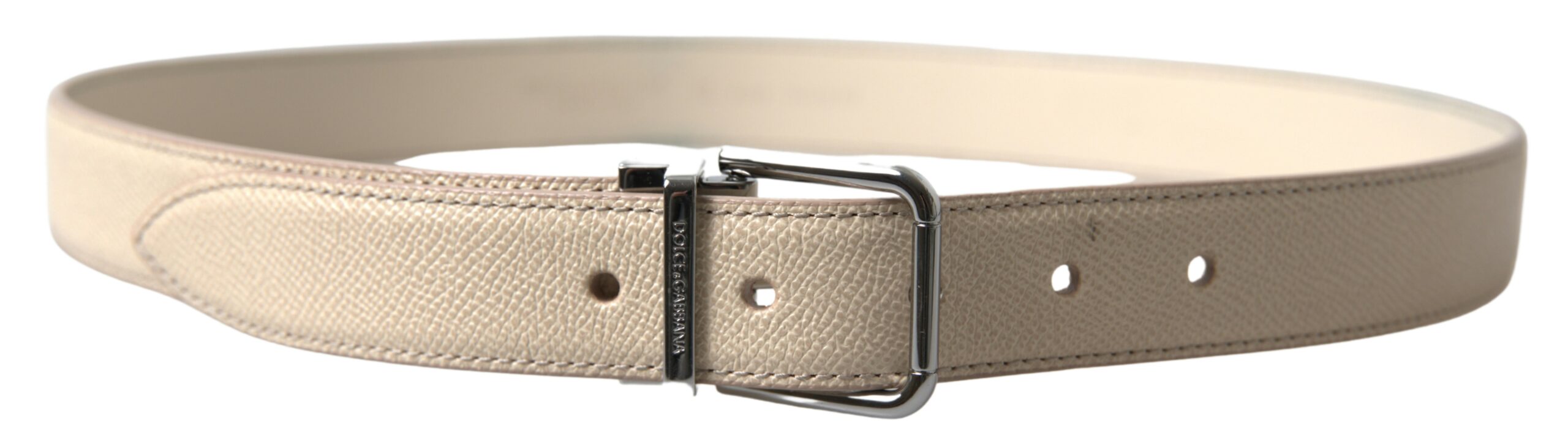 Beige Leather Metal Buckle Men Cintura Belt - 85-cm-34-inches