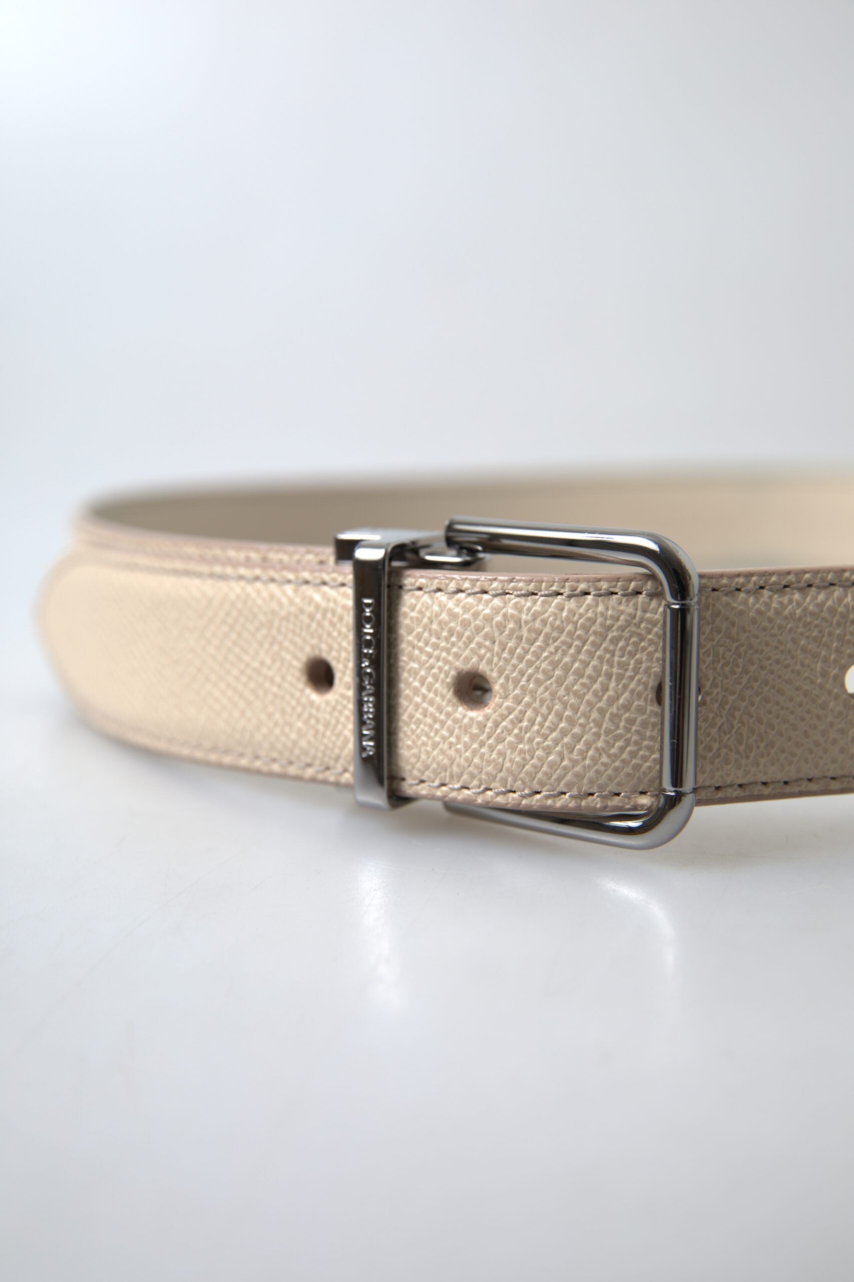 Beige Leather Metal Buckle Men Cintura Belt - 85-cm-34-inches