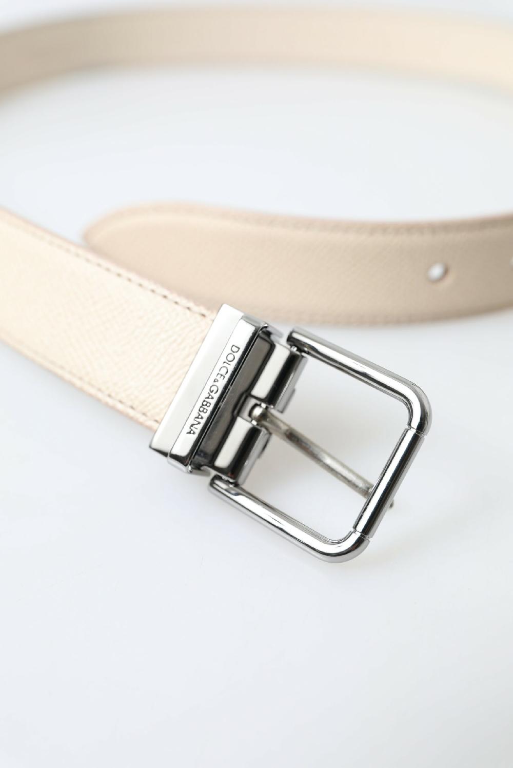 Beige Leather Metal Buckle Men Cintura Belt - 85-cm-34-inches
