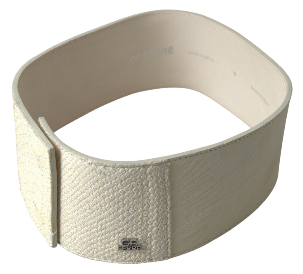 Off White Waxed Cotton Wide Fashion Waistband Belt - 70-cm-28-inches