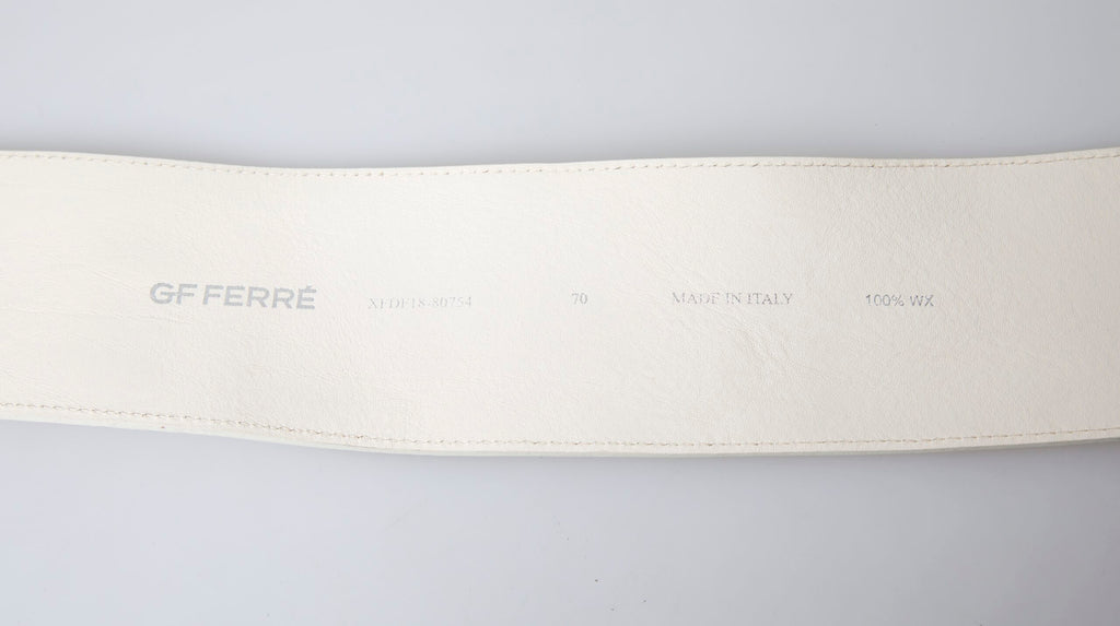 Off White Waxed Cotton Wide Fashion Waistband Belt - 70-cm-28-inches