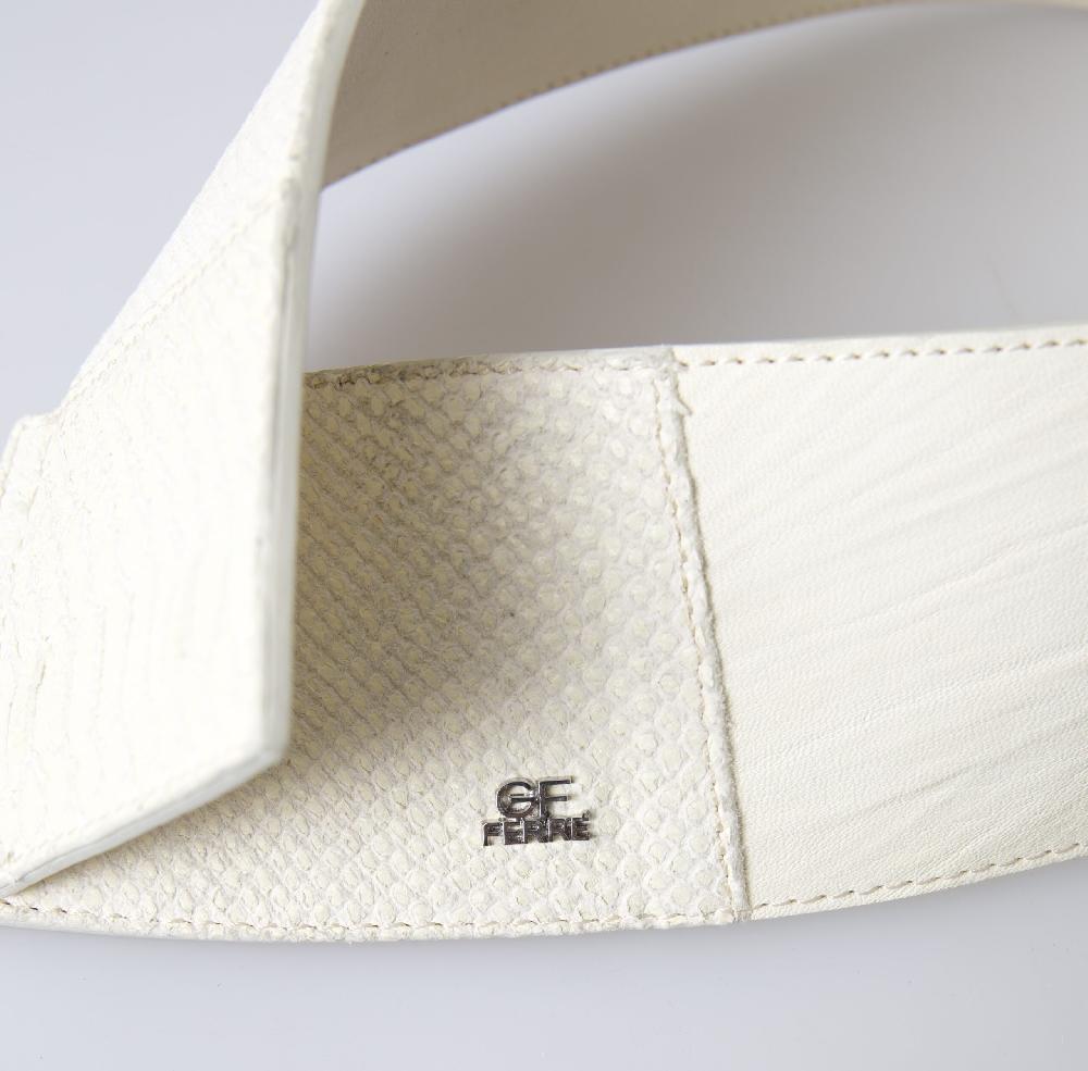 Off White Waxed Cotton Wide Fashion Waistband Belt - 70-cm-28-inches