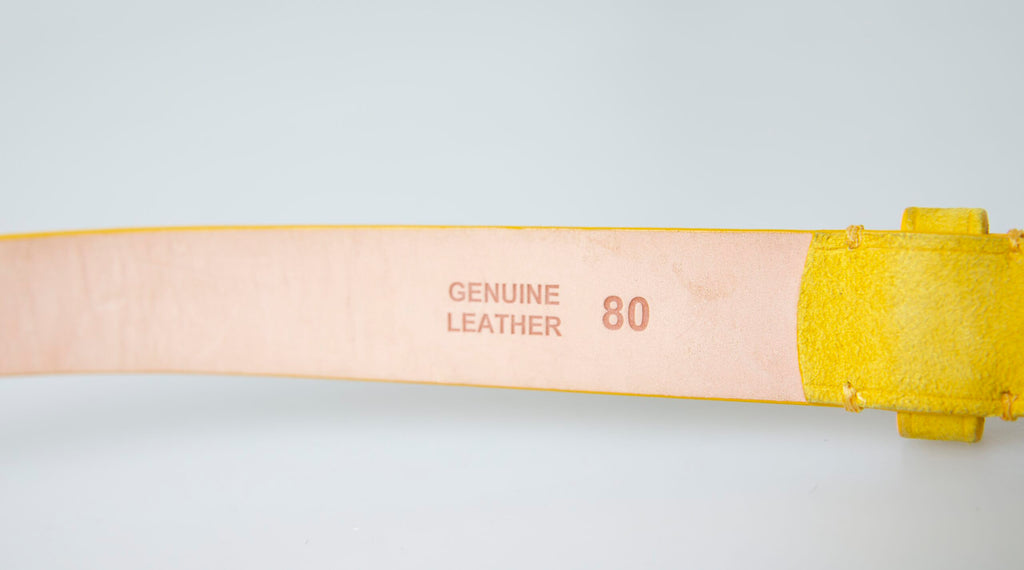 Yellow Suede Leather Silver Metal Buckle Belt - 80-cm-32-inches