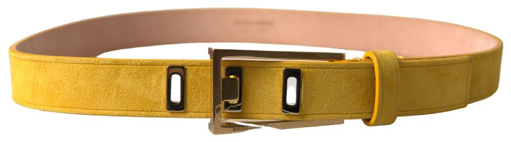 Yellow Suede Leather Silver Metal Buckle Belt - 80-cm-32-inches