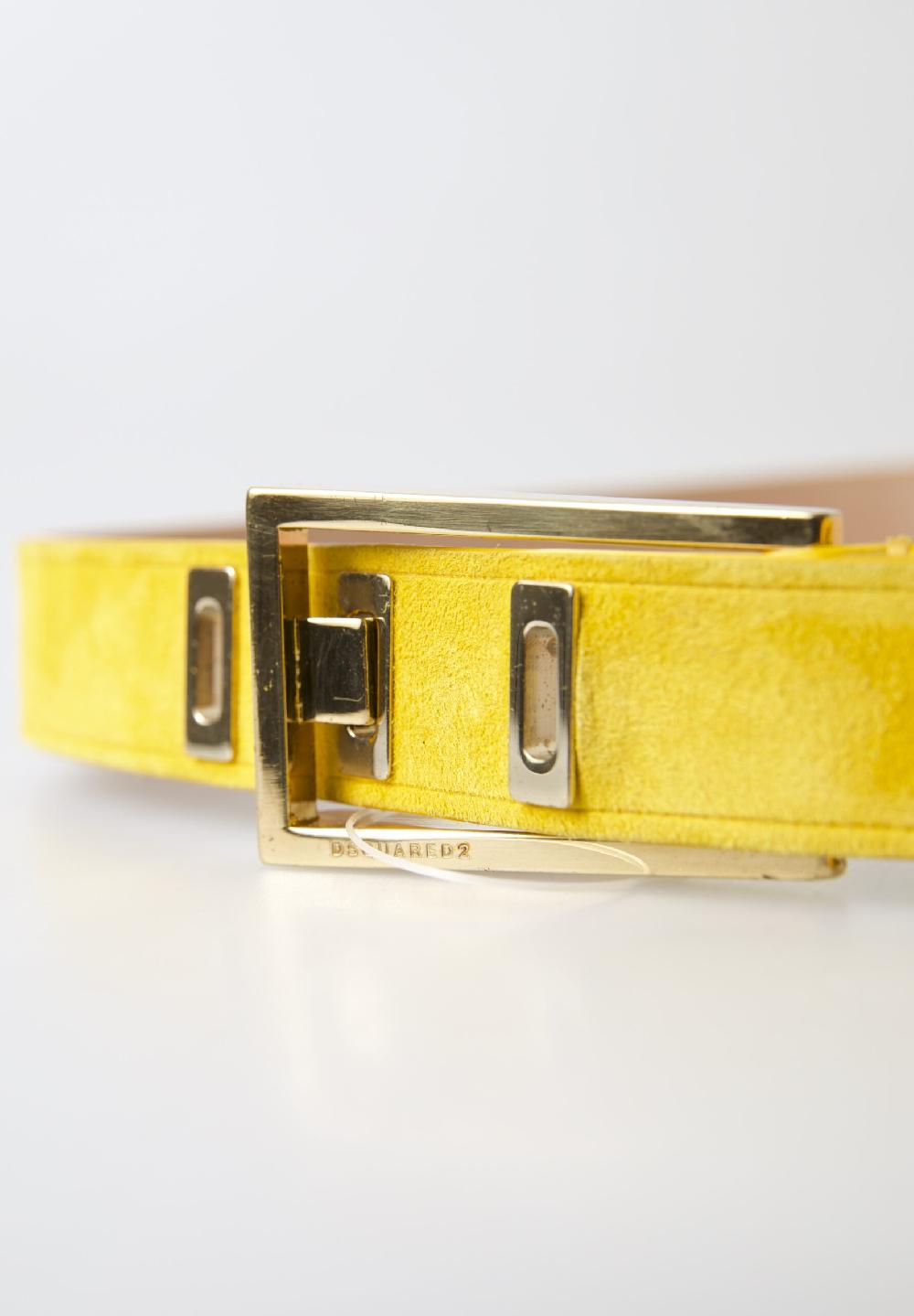 Yellow Suede Leather Silver Metal Buckle Belt - 80-cm-32-inches