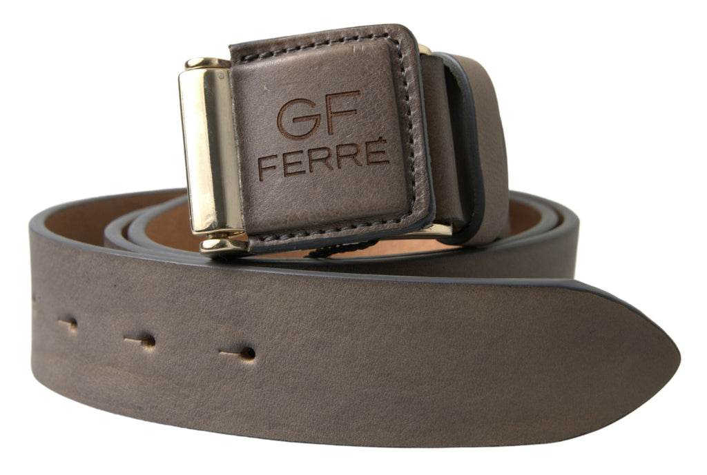 Brown Leather Fashion Logo Buckle Waist Belt - 100-cm-40-inches