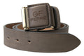 Brown Leather Fashion Logo Buckle Waist Belt - 100-cm-40-inches