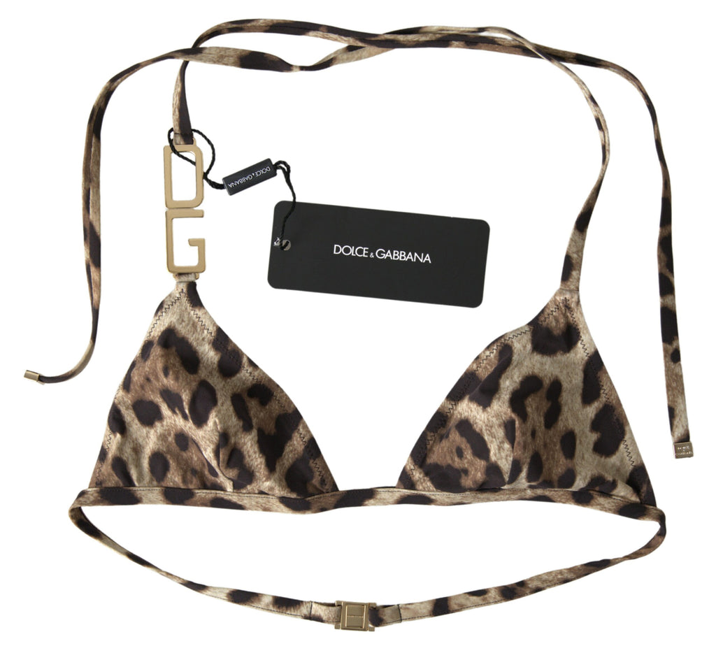 Brown Leopard DG Metal Strap Beachwear Bikini Tops - it2-s