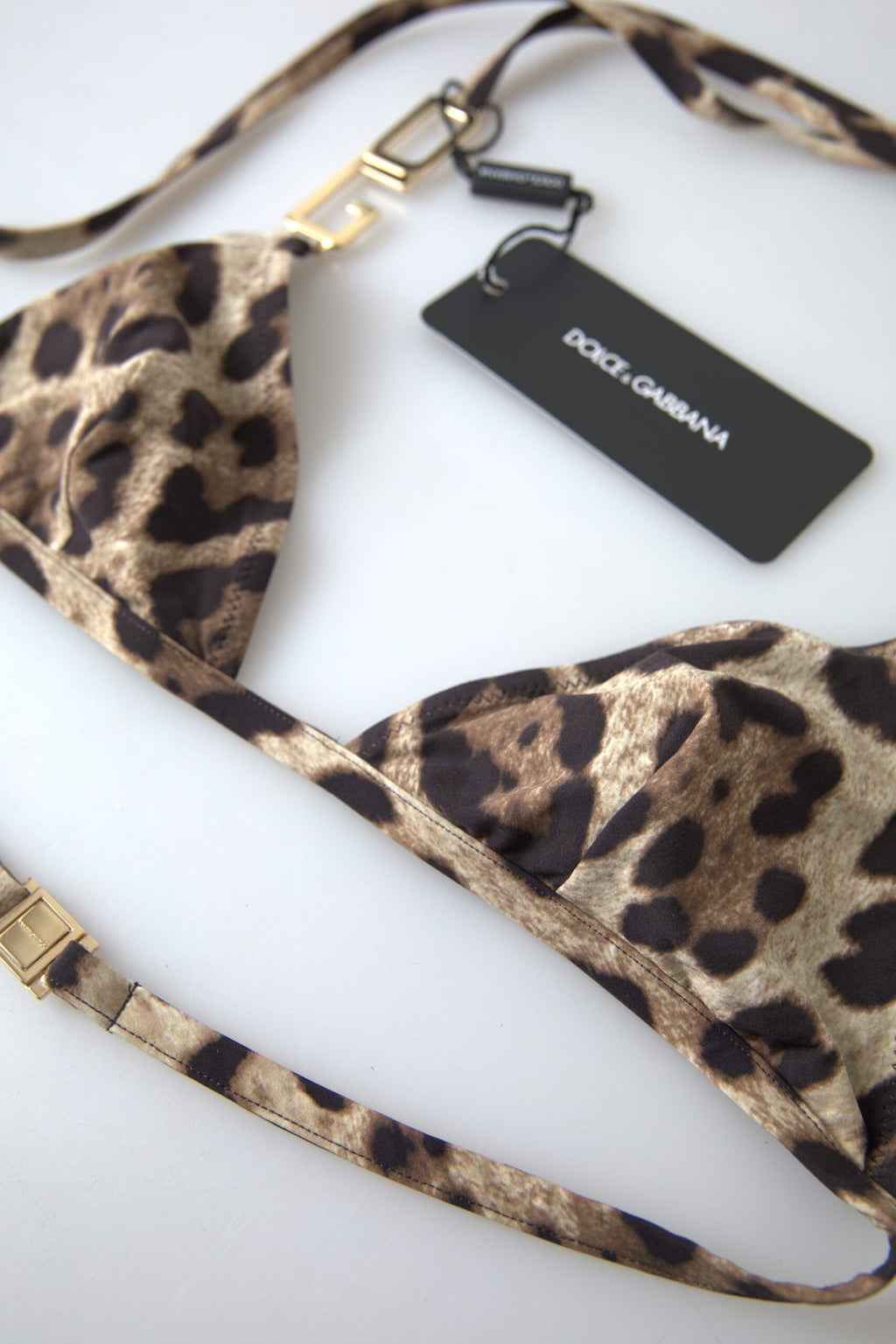 Brown Leopard DG Metal Strap Beachwear Bikini Tops - it2-s