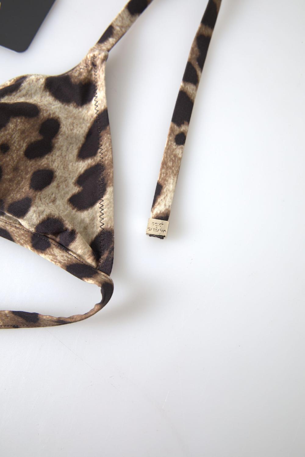 Brown Leopard DG Metal Strap Beachwear Bikini Tops - it2-s