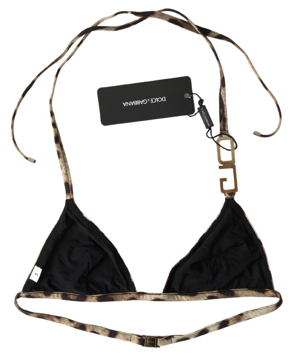 Brown Leopard DG Metal Strap Beachwear Bikini Tops - it2-s