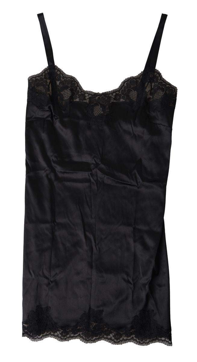 Black Lace Silk Sleepwear Camisole Top Underwear - it3-m