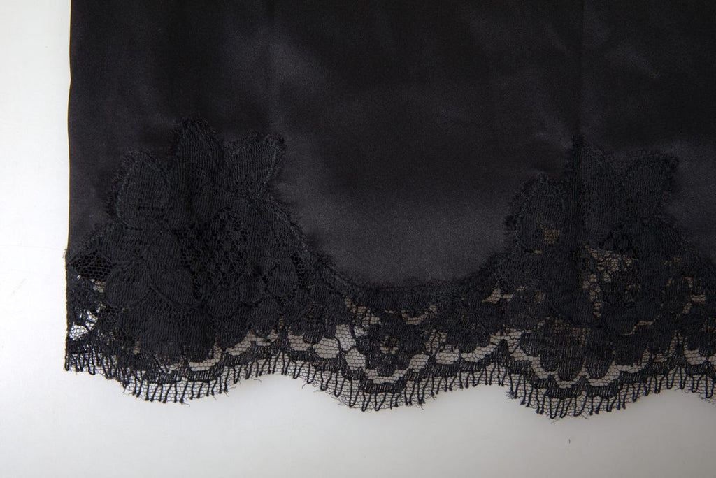 Black Lace Silk Sleepwear Camisole Top Underwear - it3-m