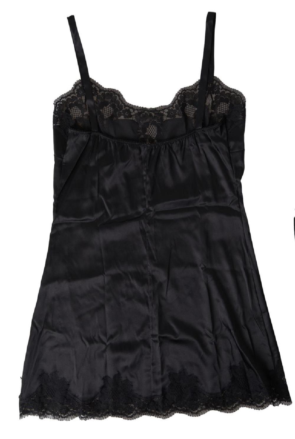 Black Lace Silk Sleepwear Camisole Top Underwear - it3-m
