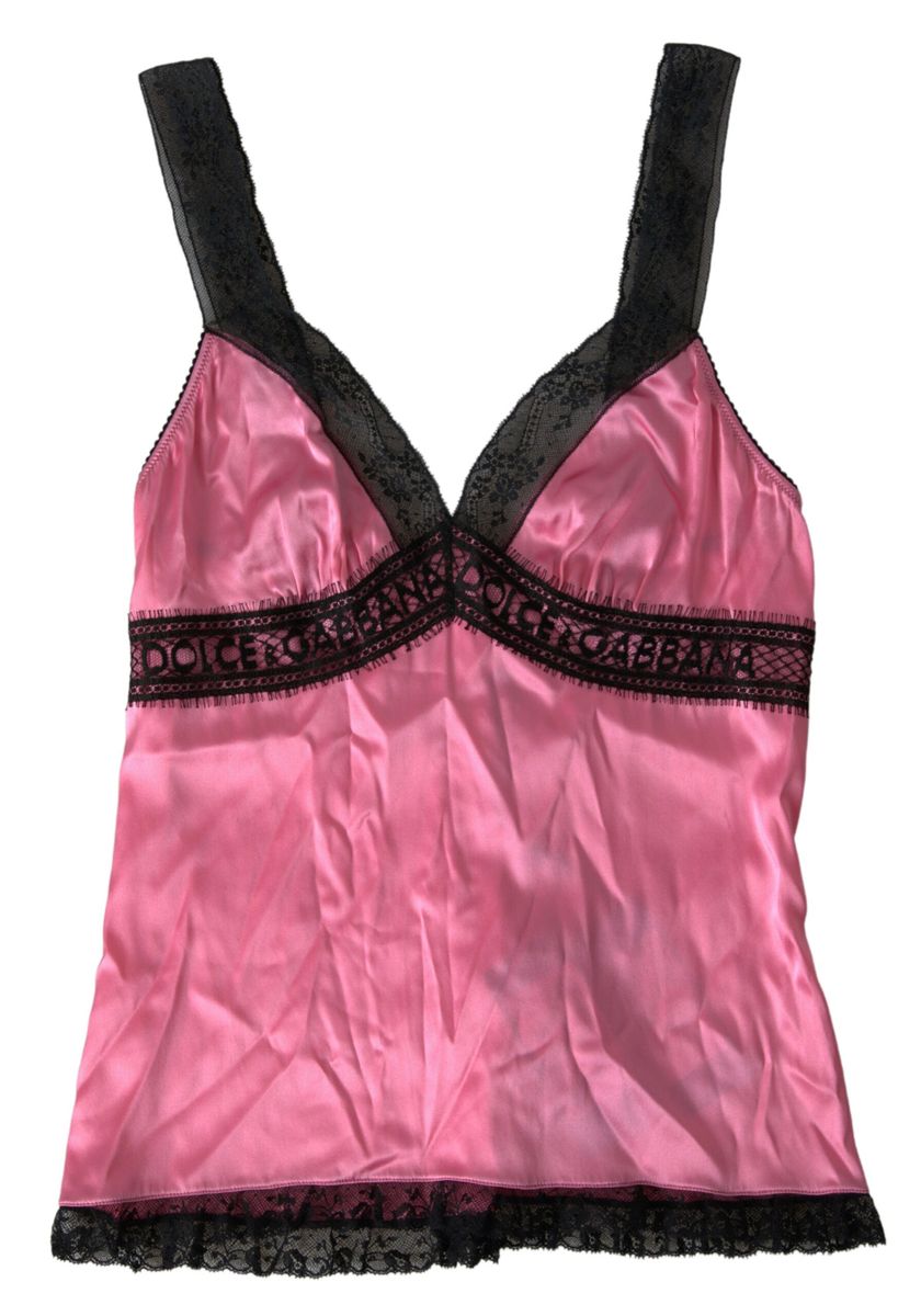 Pink Lace Silk Sleepwear Camisole Top Underwear - it2-s