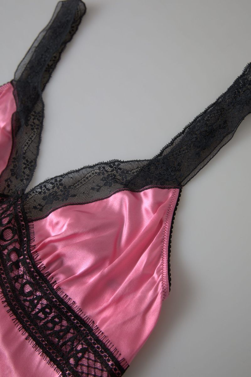 Pink Lace Silk Sleepwear Camisole Top Underwear - it2-s