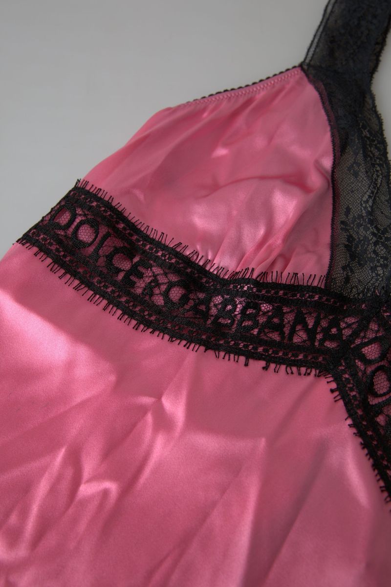 Pink Lace Silk Sleepwear Camisole Top Underwear - it2-s