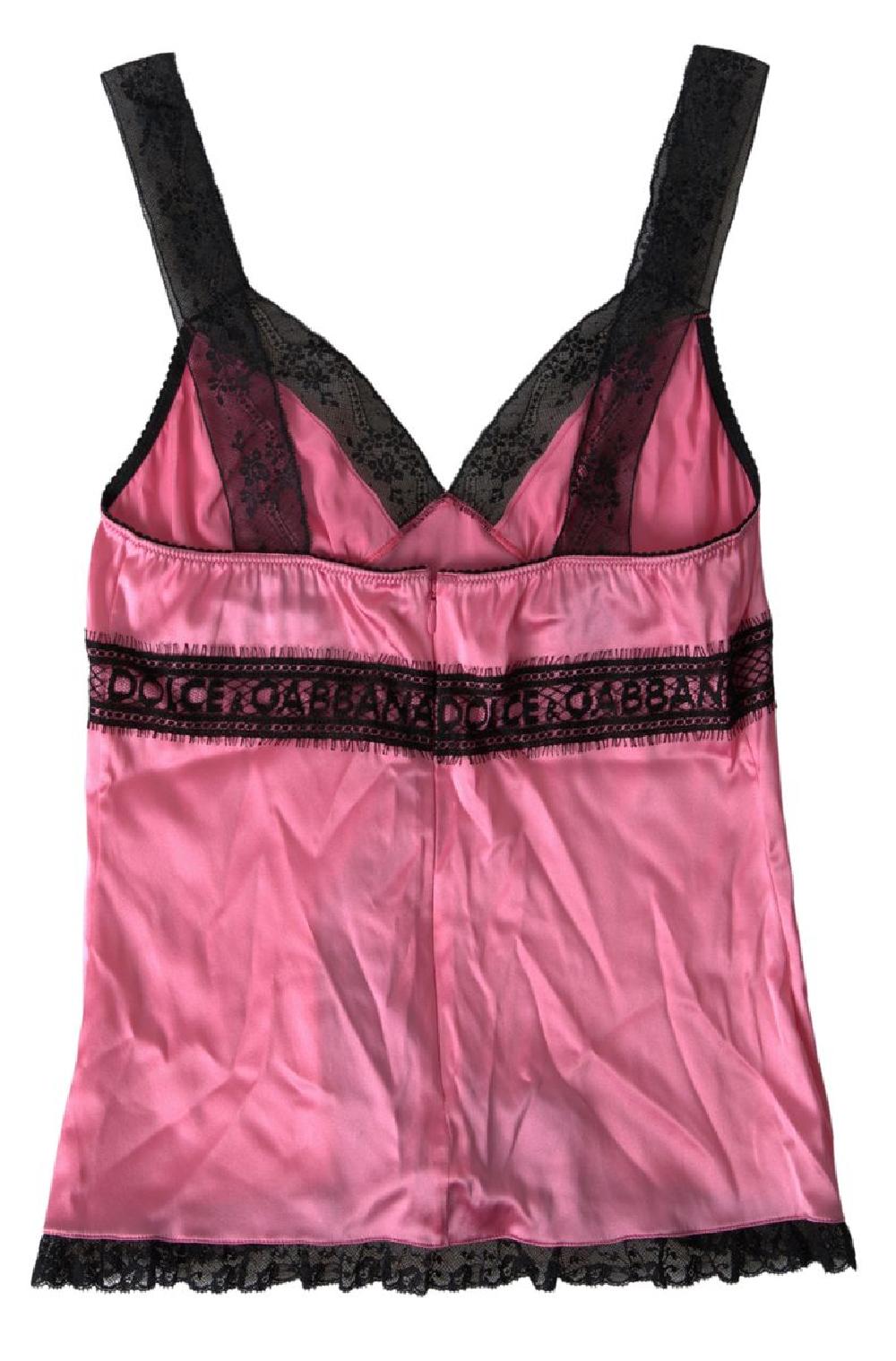 Pink Lace Silk Sleepwear Camisole Top Underwear - it2-s
