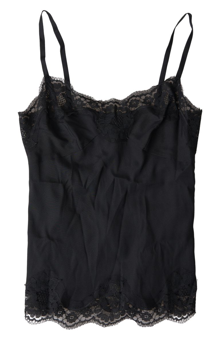 Black Lace Silk Sleepwear Camisole Underwear - it38-xs