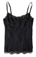 Black Lace Silk Sleepwear Camisole Underwear - it38-xs